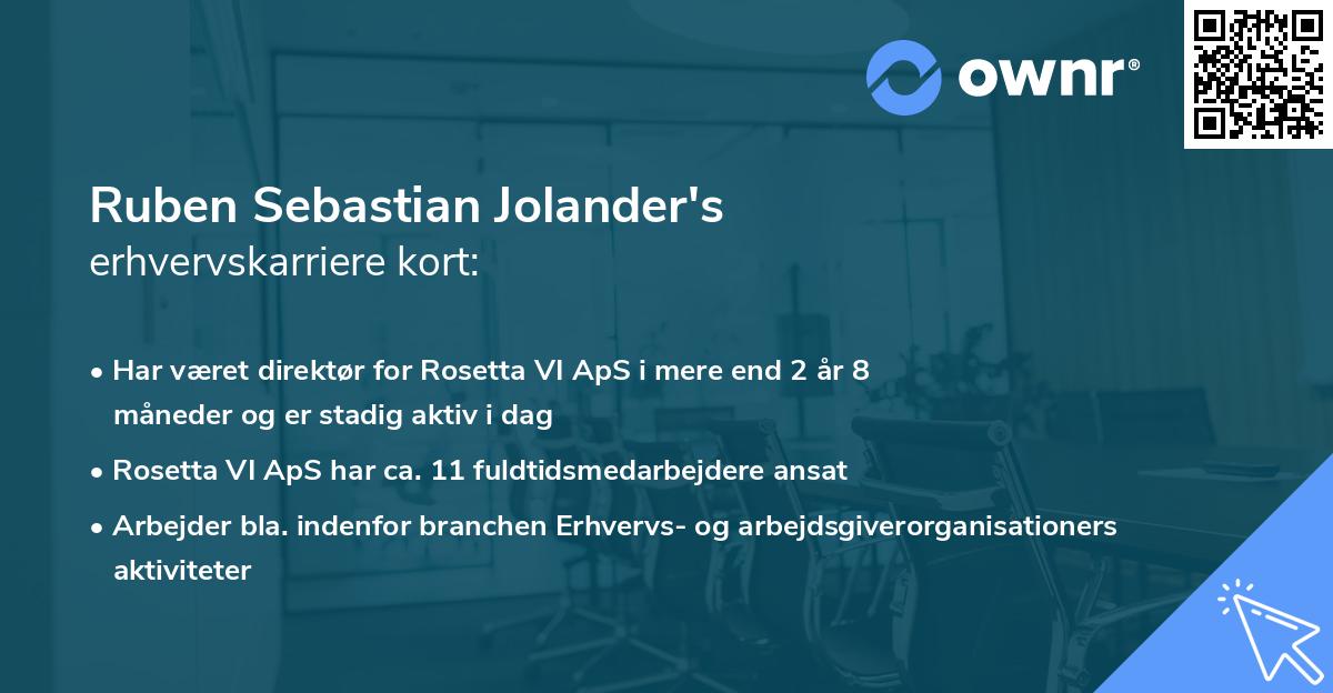 Ruben Sebastian Jolander's erhvervskarriere kort
