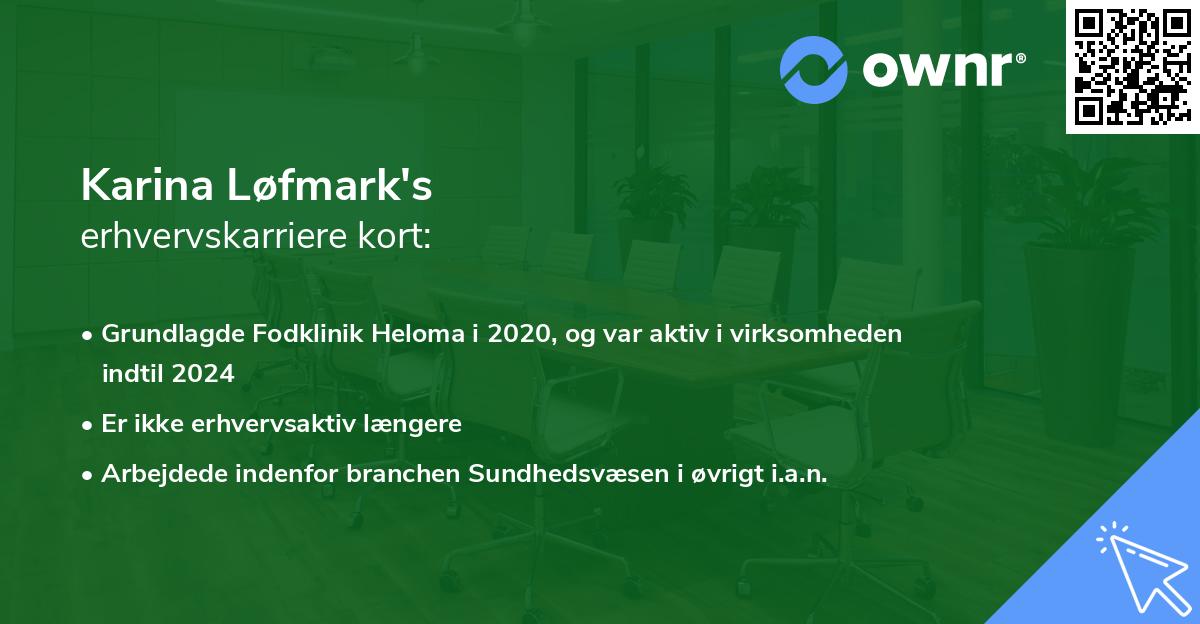 Karina Løfmark's erhvervskarriere kort