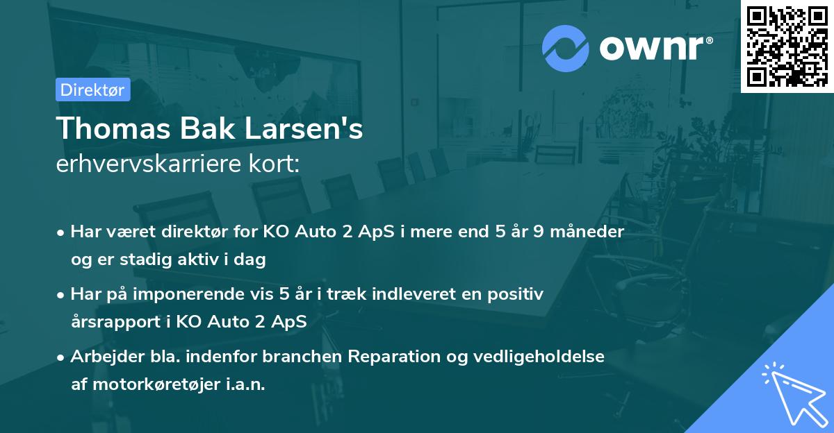 Thomas Bak Larsen's erhvervskarriere kort