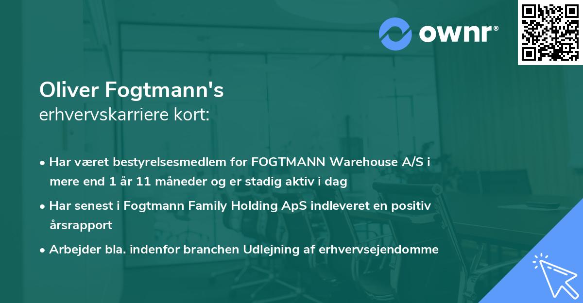 Oliver Fogtmann's erhvervskarriere kort