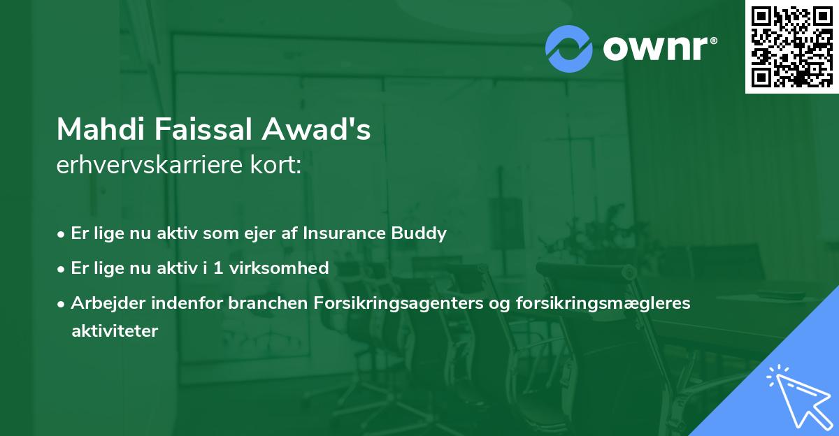 Mahdi Faissal Awad's erhvervskarriere kort