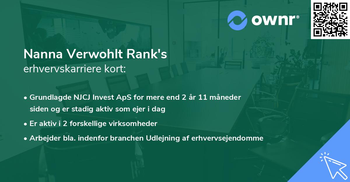 Nanna Verwohlt Rank's erhvervskarriere kort