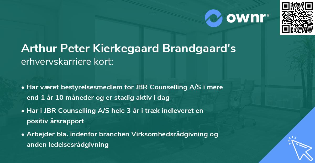 Arthur Peter Kierkegaard Brandgaard's erhvervskarriere kort