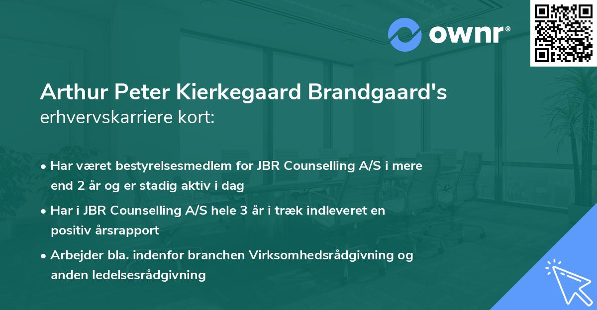 Arthur Peter Kierkegaard Brandgaard's erhvervskarriere kort