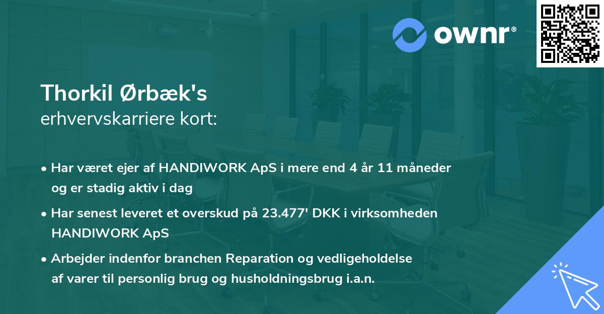 Thorkil Ørbæk's erhvervskarriere kort