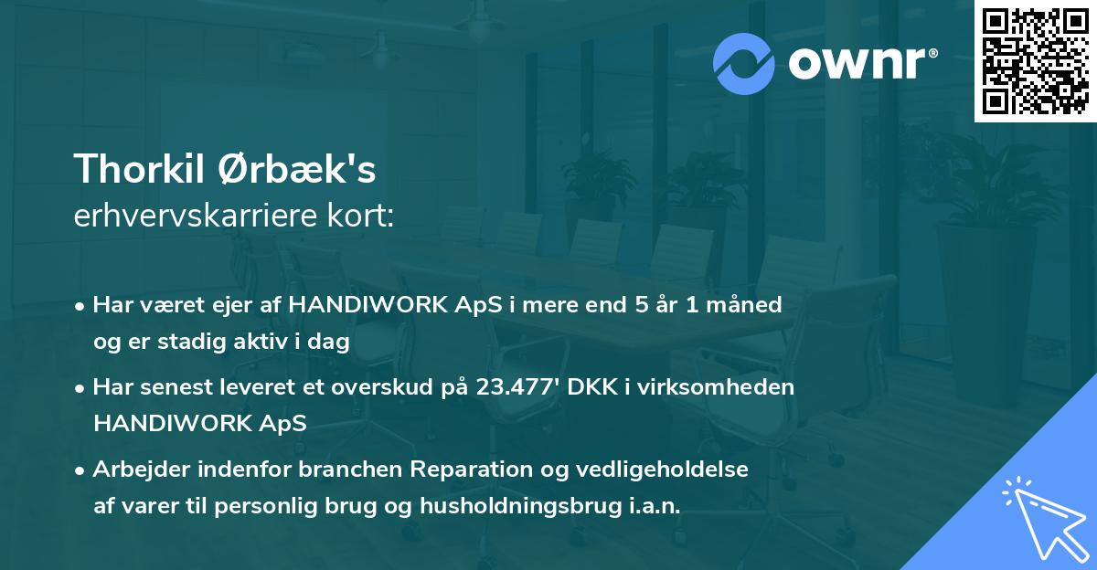 Thorkil Ørbæk's erhvervskarriere kort
