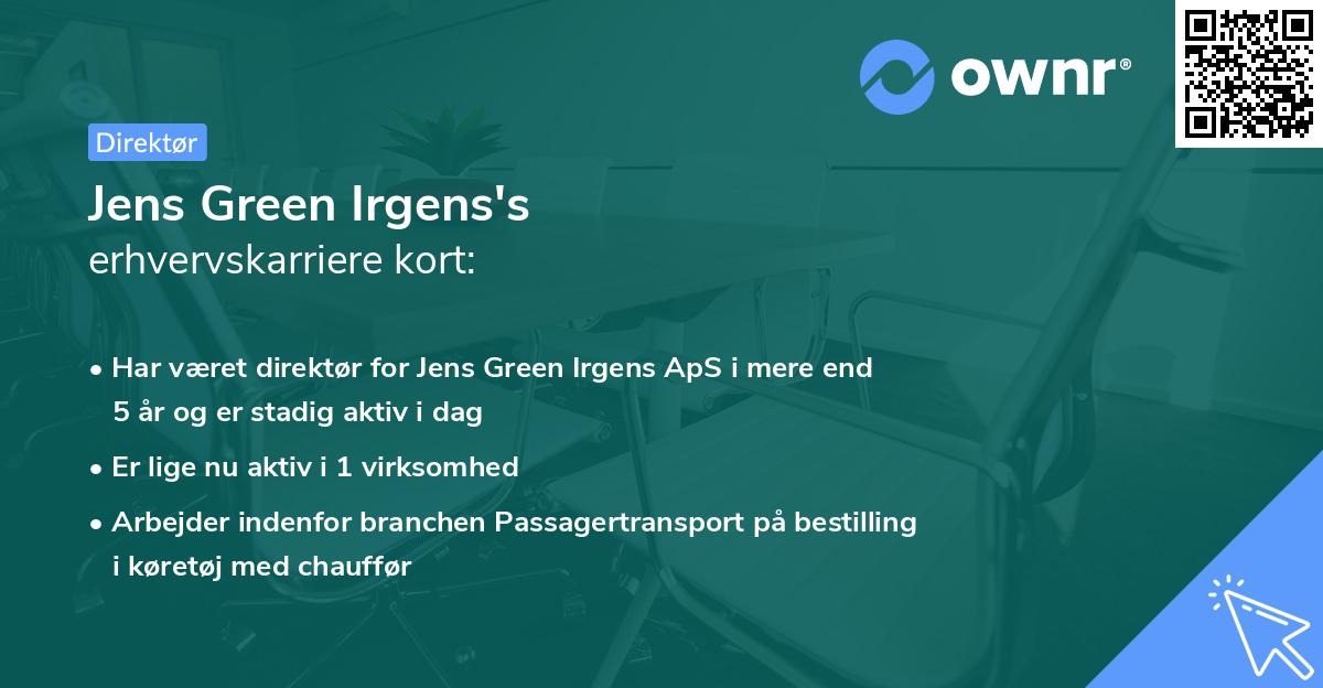 Jens Green Irgens's erhvervskarriere kort