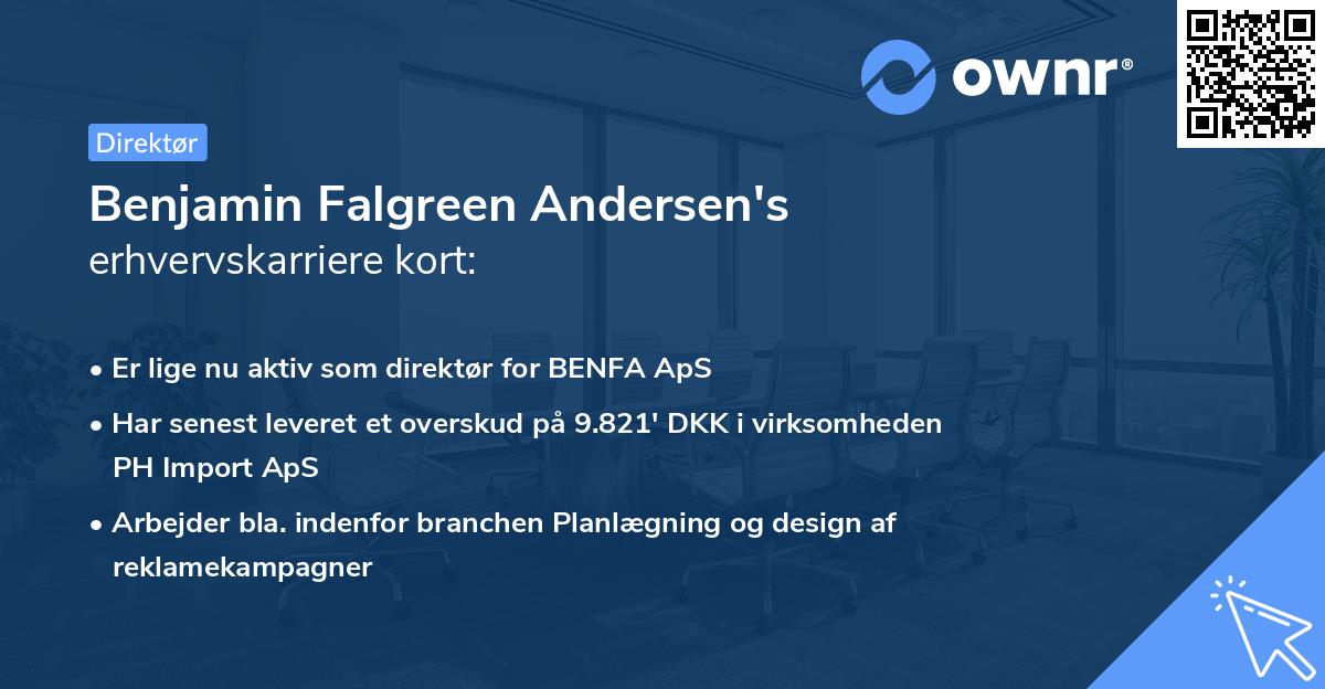 Benjamin Falgreen Andersen's erhvervskarriere kort