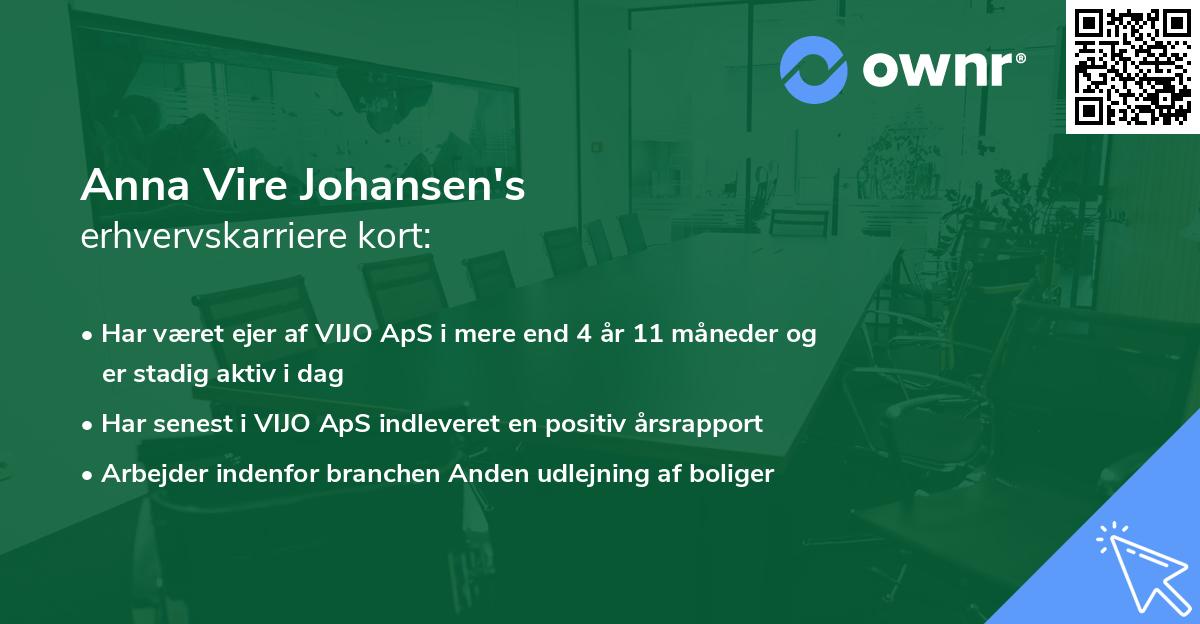 Anna Vire Johansen's erhvervskarriere kort