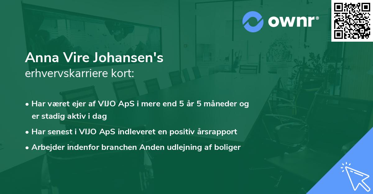 Anna Vire Johansen's erhvervskarriere kort