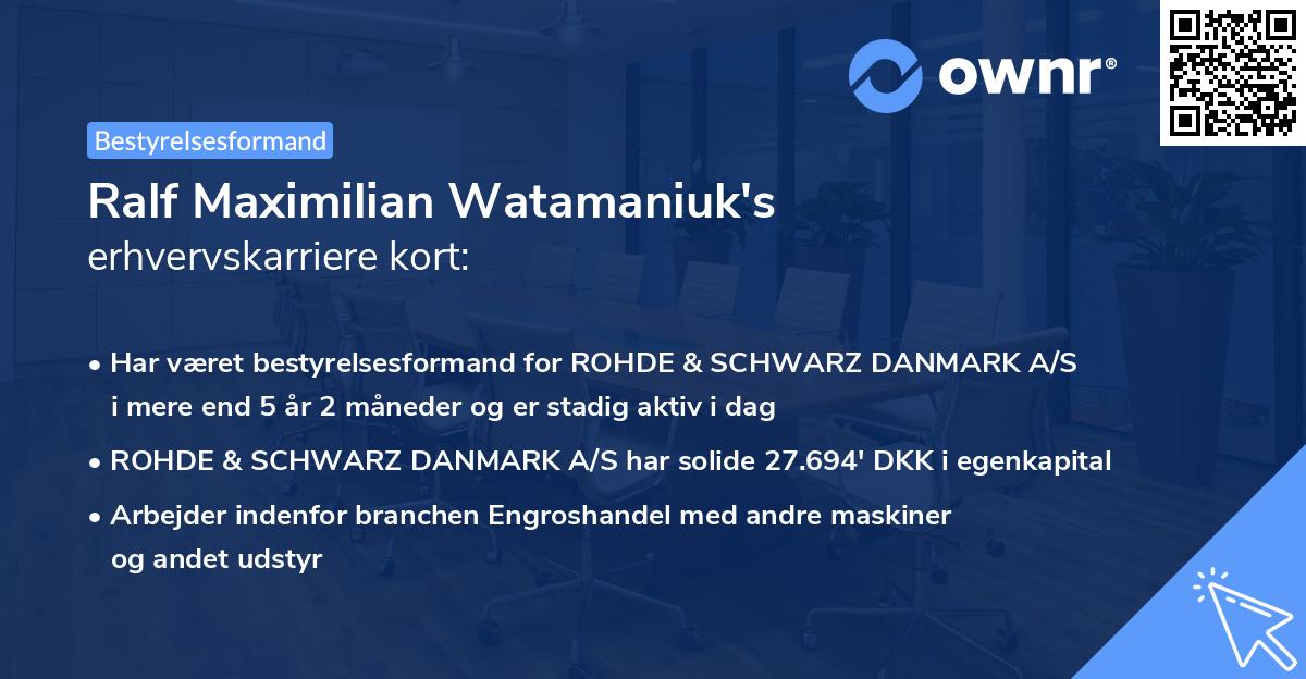 Ralf Maximilian Watamaniuk's erhvervskarriere kort