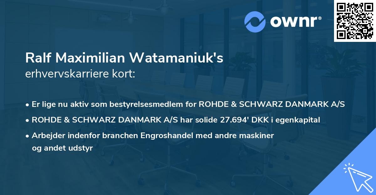Ralf Maximilian Watamaniuk's erhvervskarriere kort