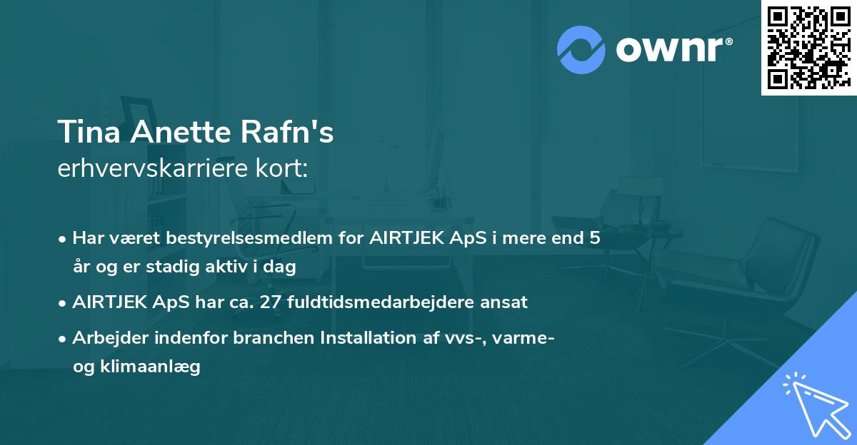 Tina Anette Rafn's erhvervskarriere kort