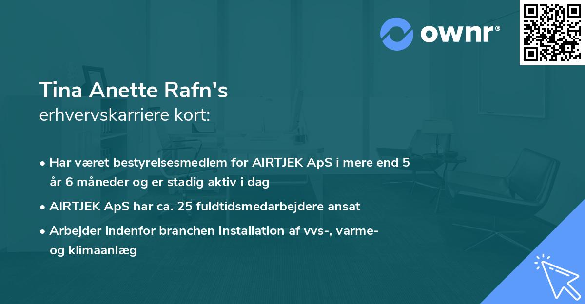 Tina Anette Rafn's erhvervskarriere kort