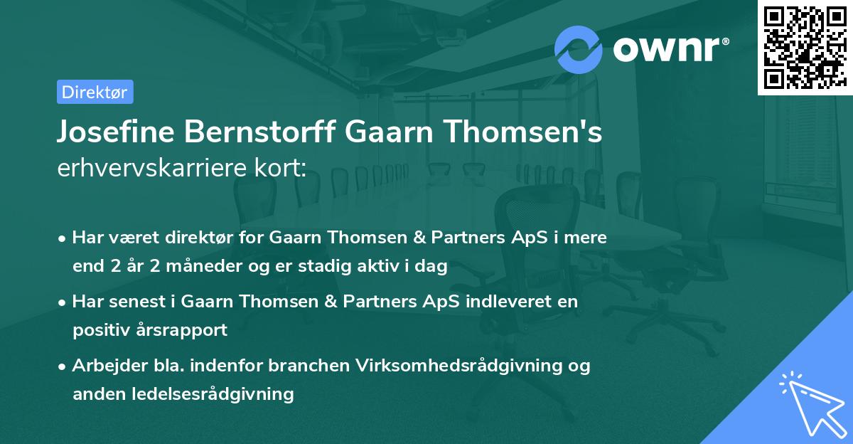 Josefine Bernstorff Gaarn Thomsen's erhvervskarriere kort