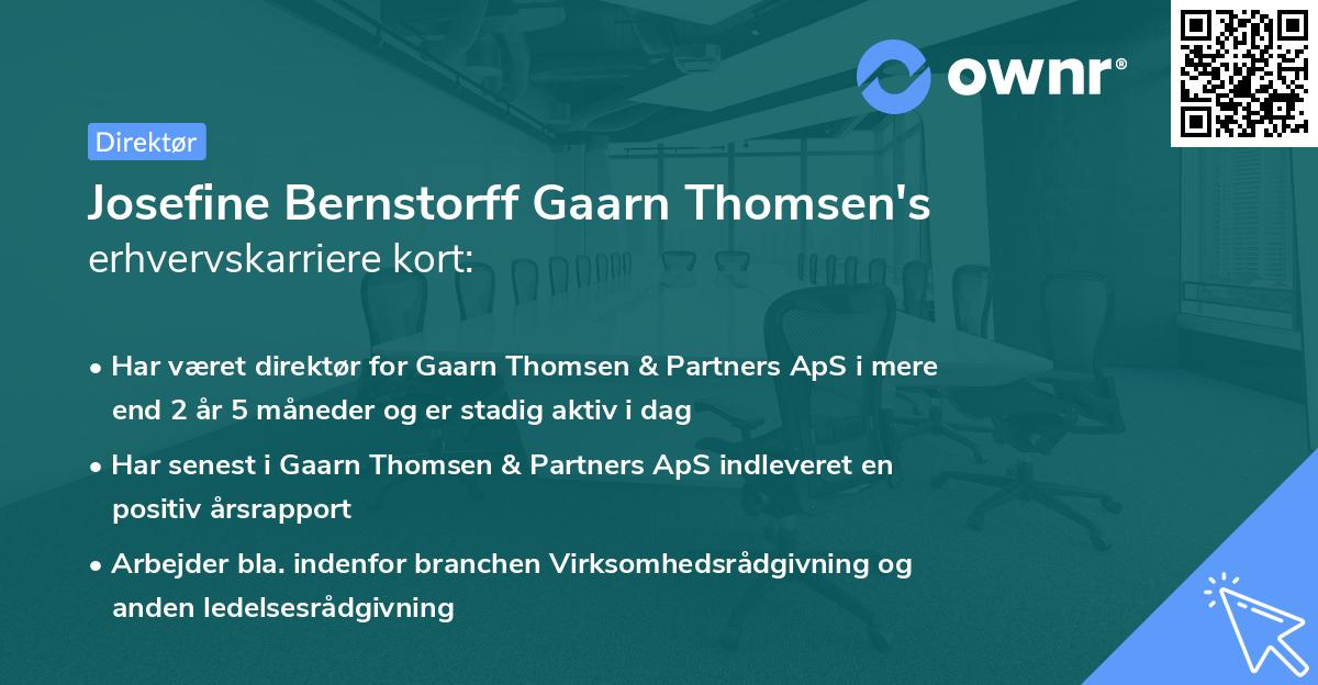 Josefine Bernstorff Gaarn Thomsen's erhvervskarriere kort