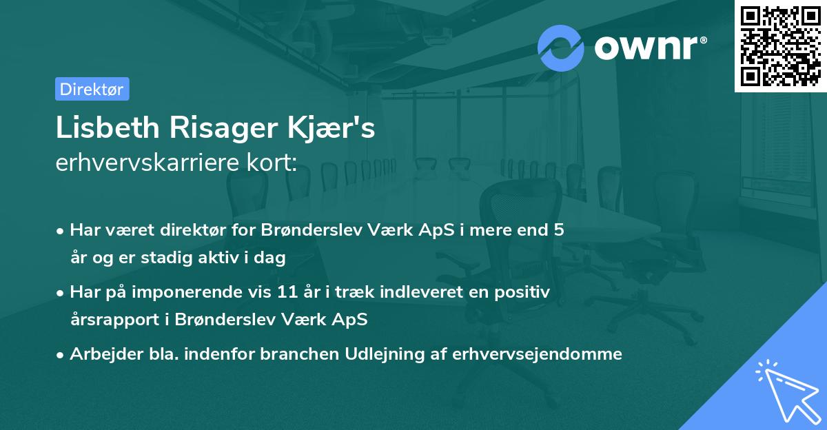 Lisbeth Risager Kjær's erhvervskarriere kort