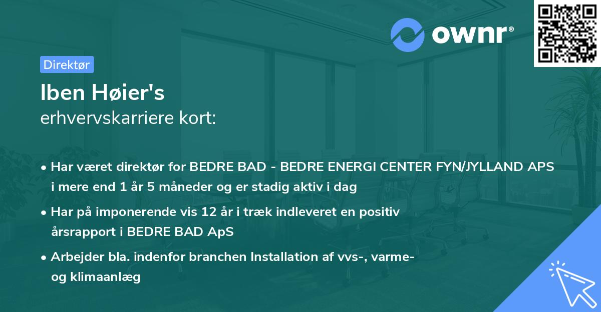 Iben Høier's erhvervskarriere kort