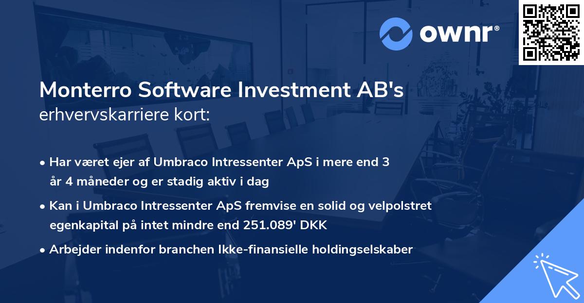 Monterro Software Investment AB's erhvervskarriere kort