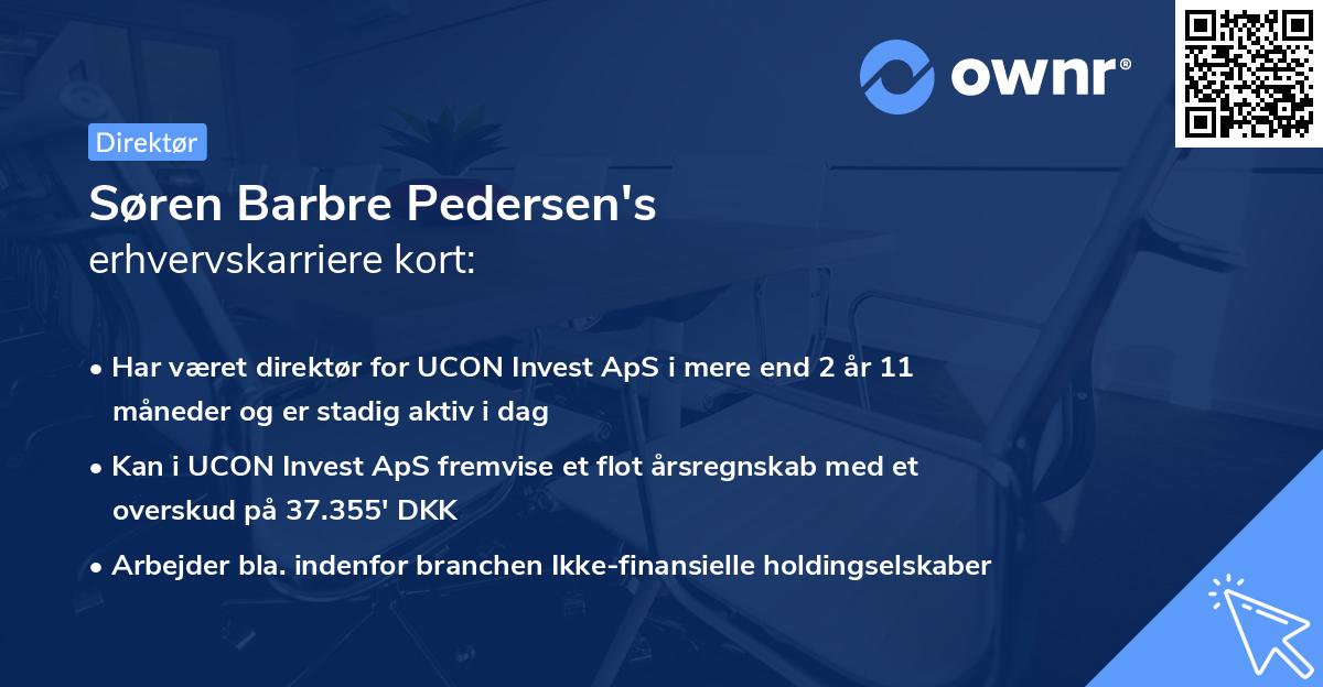 Søren Barbre Pedersen's erhvervskarriere kort