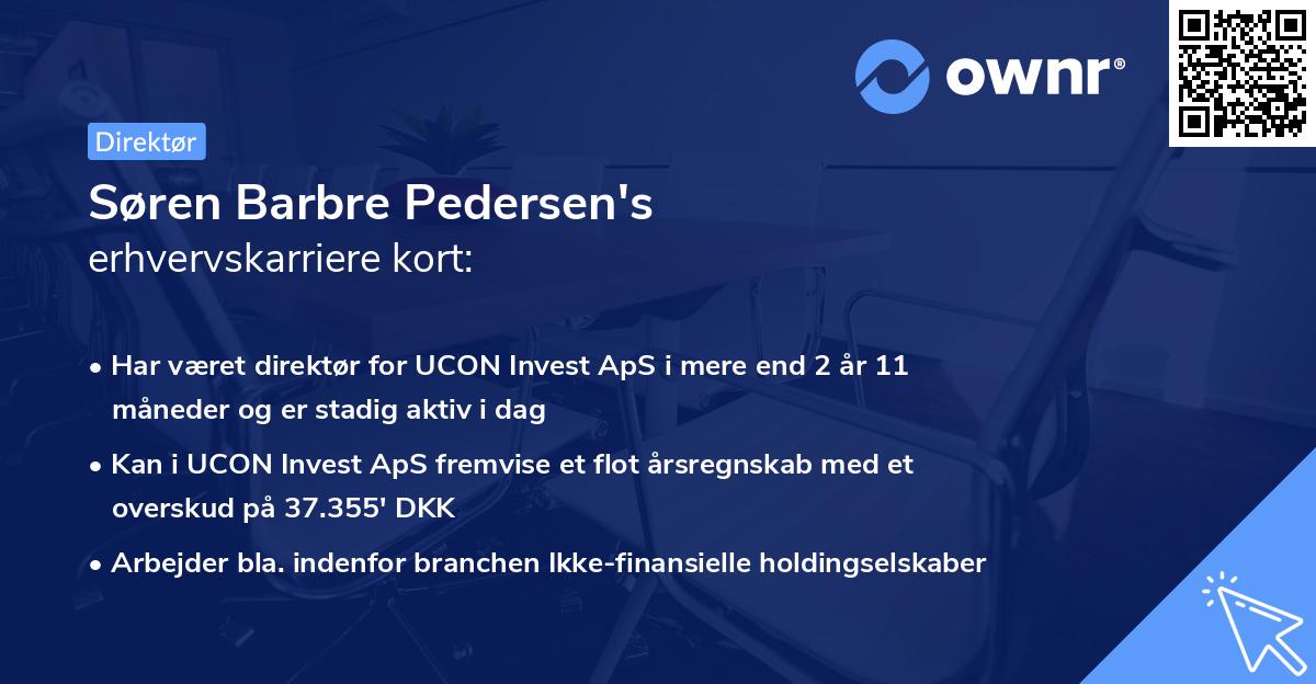 Søren Barbre Pedersen's erhvervskarriere kort