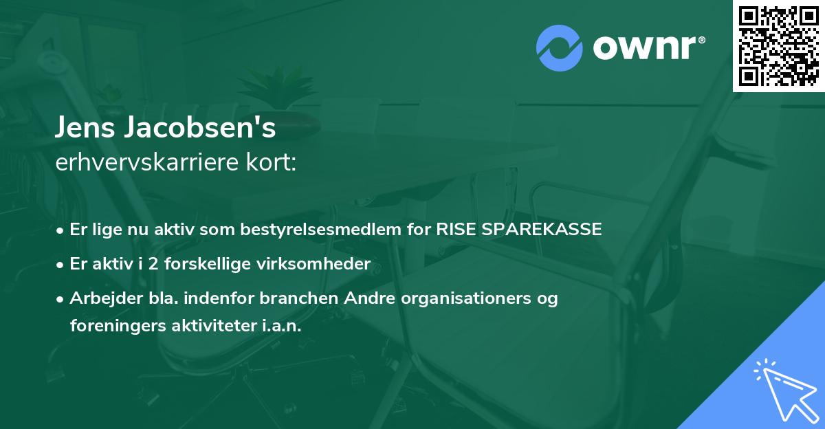 Jens Jacobsen's erhvervskarriere kort