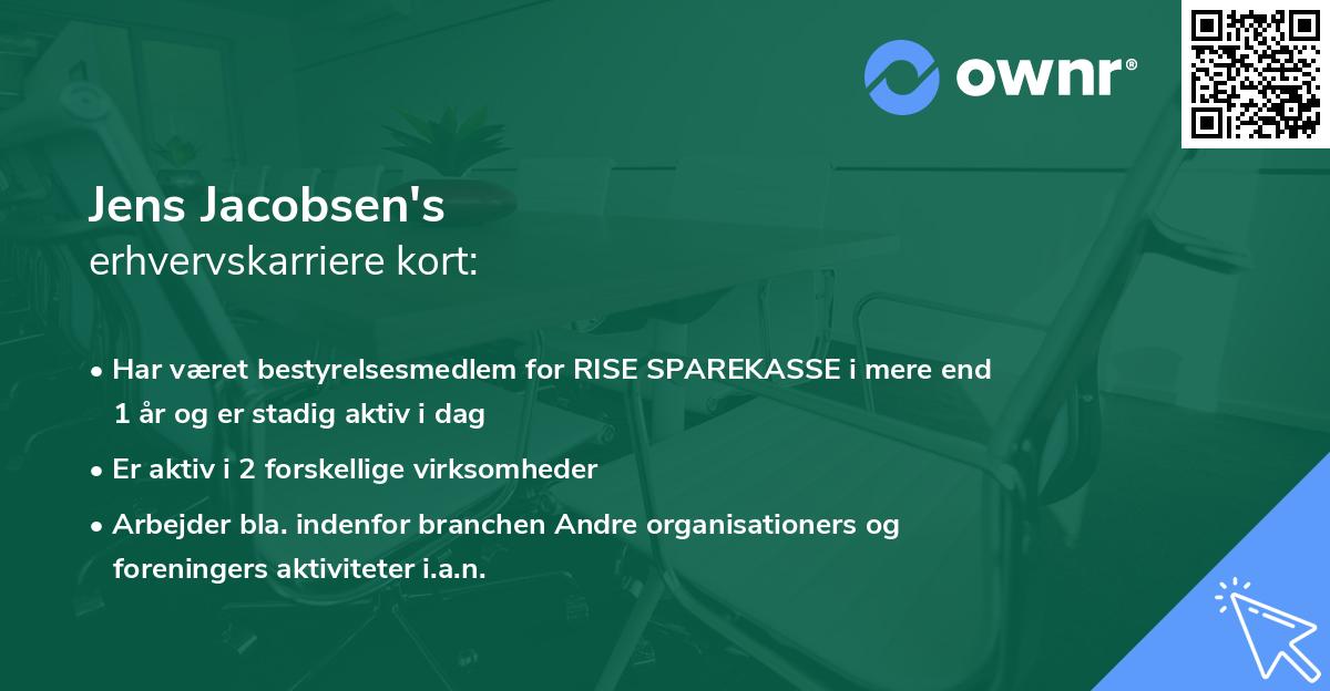 Jens Jacobsen's erhvervskarriere kort