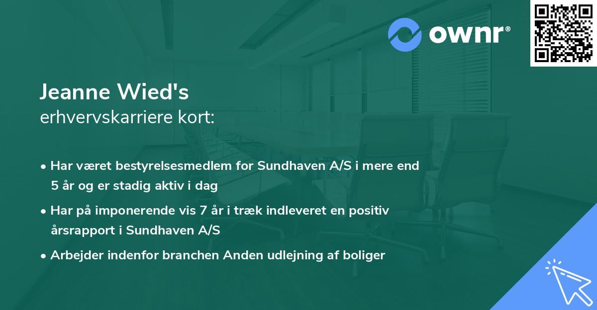 Jeanne Wied's erhvervskarriere kort