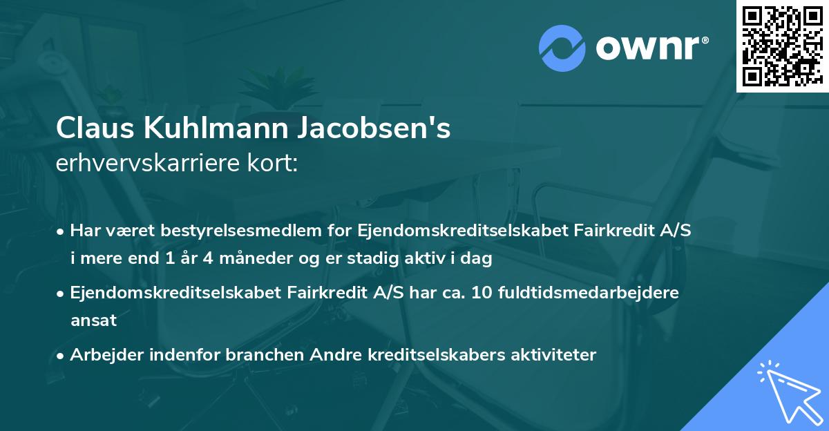 Claus Kuhlmann Jacobsen's erhvervskarriere kort