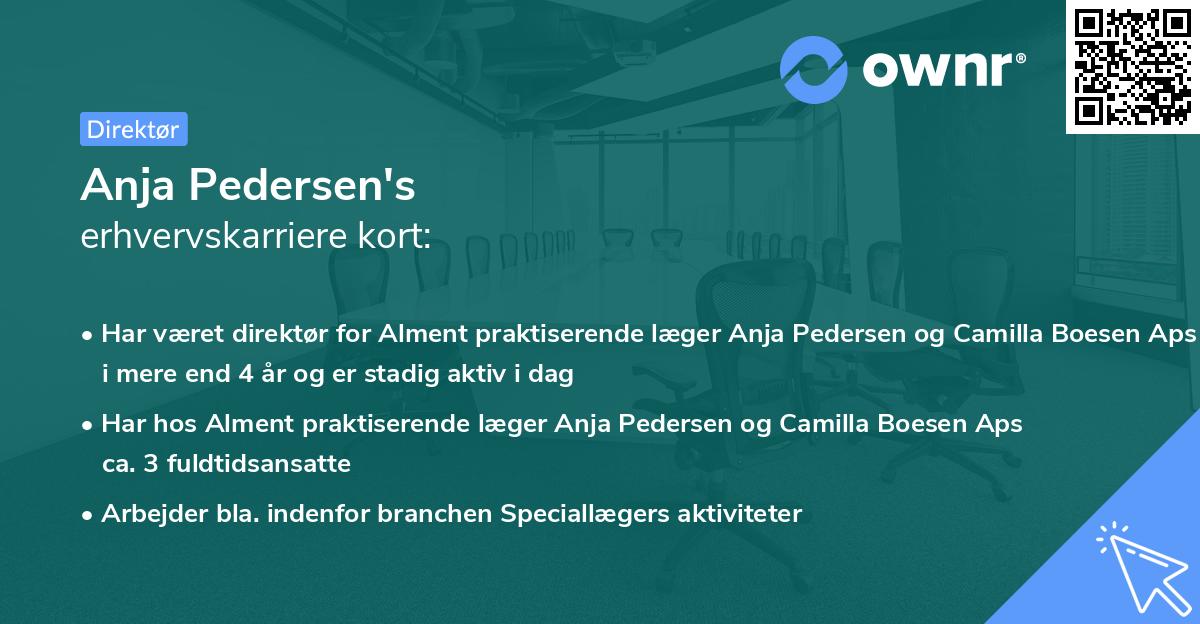 Anja Pedersen's erhvervskarriere kort