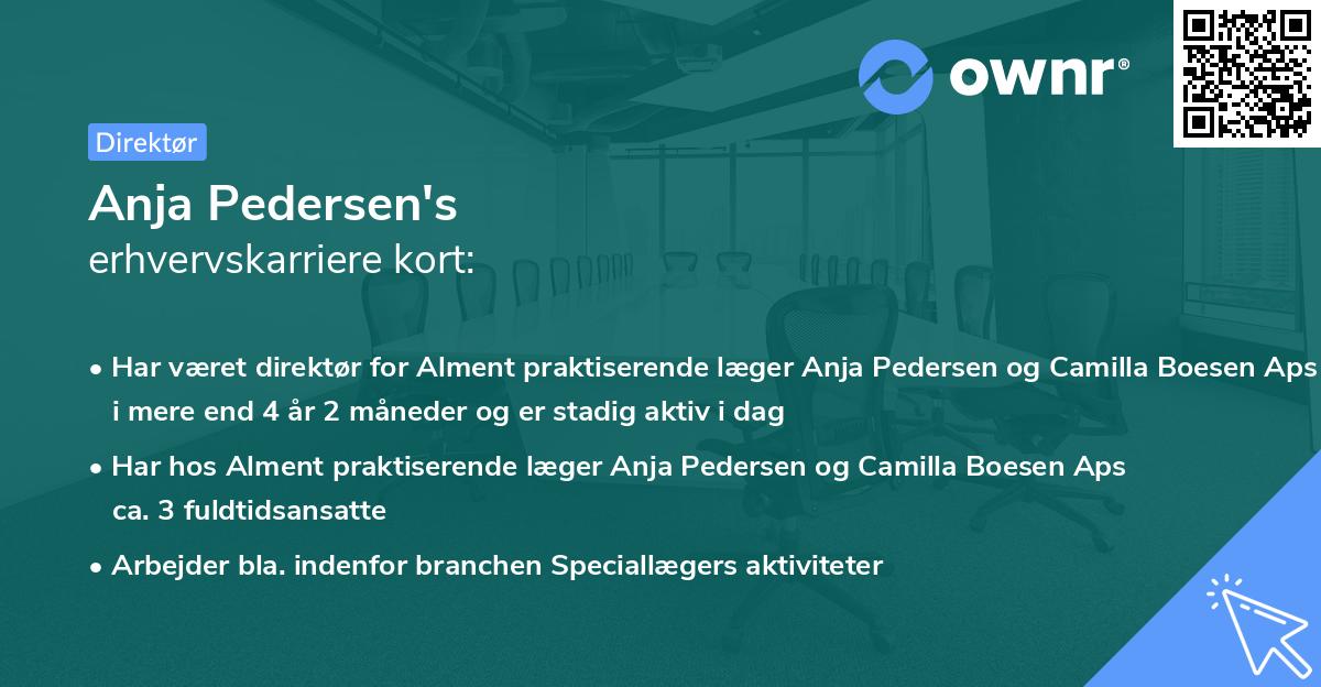 Anja Pedersen's erhvervskarriere kort