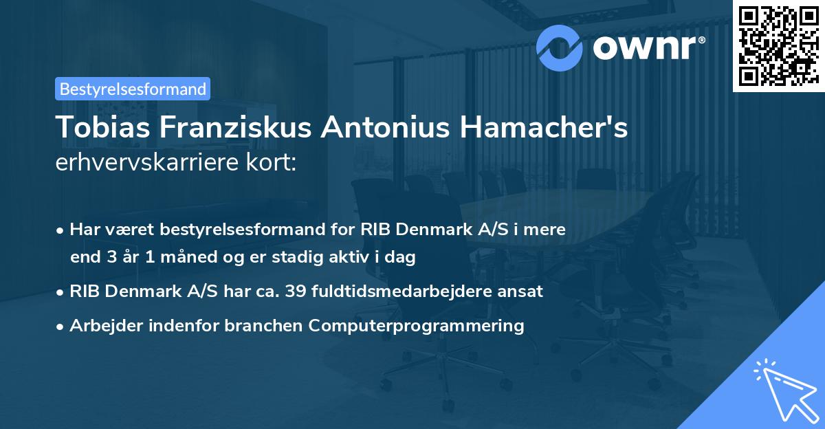 Tobias Franziskus Antonius Hamacher's erhvervskarriere kort