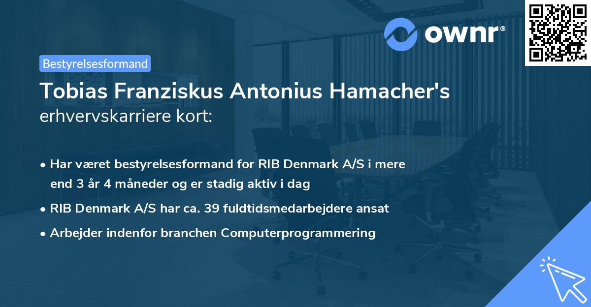 Tobias Franziskus Antonius Hamacher's erhvervskarriere kort