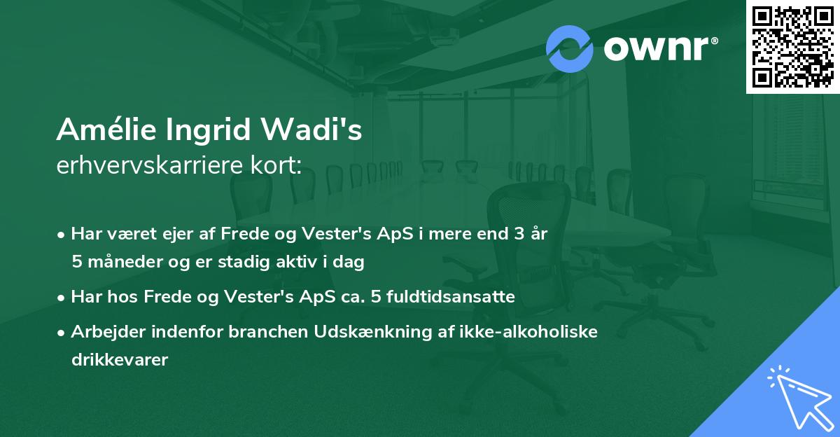 Amélie Ingrid Wadi's erhvervskarriere kort
