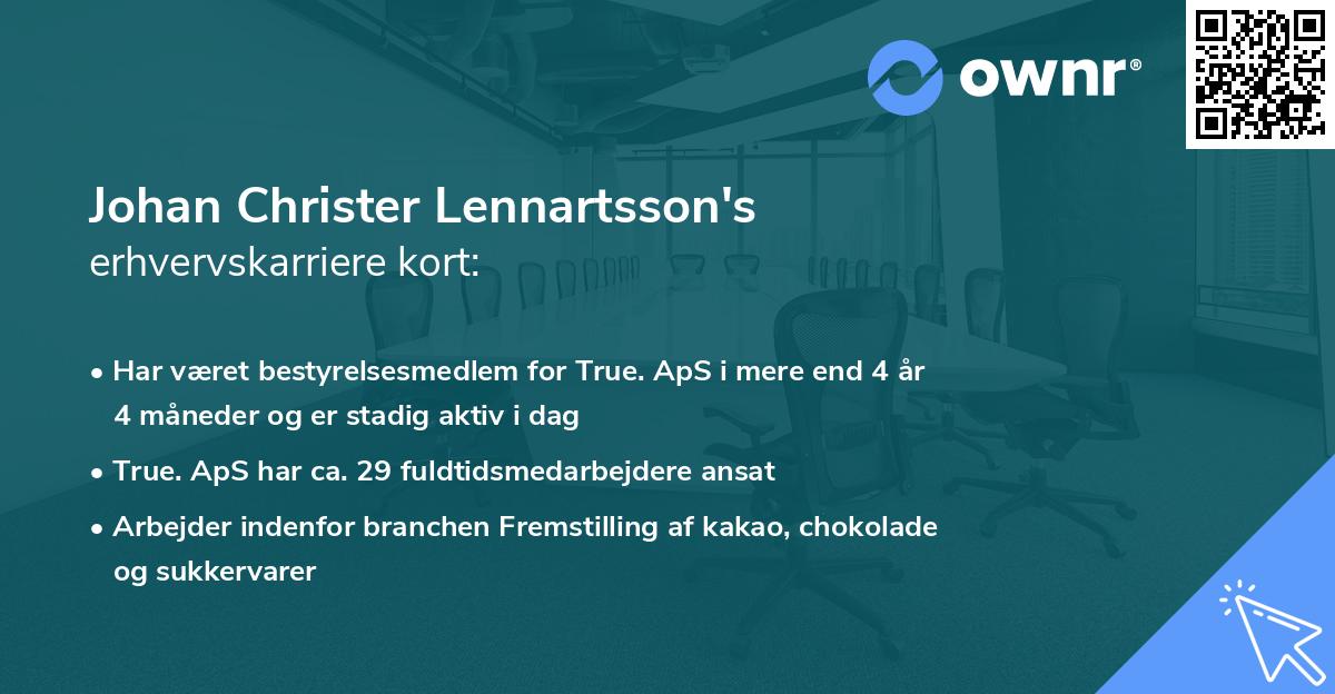 Johan Christer Lennartsson's erhvervskarriere kort