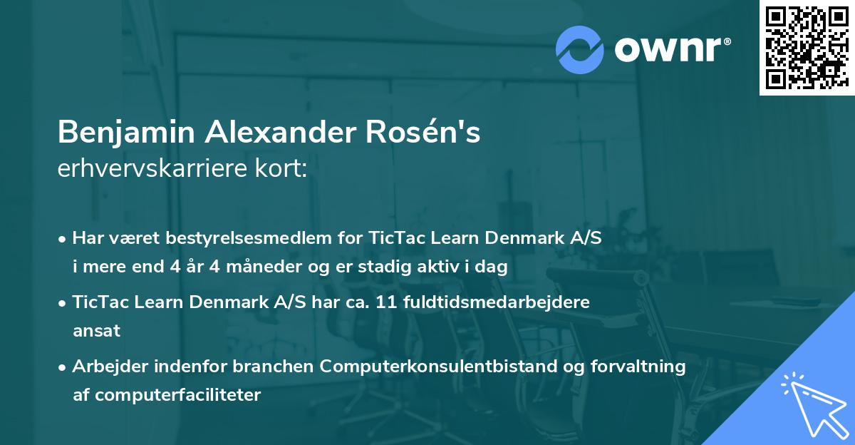 Benjamin Alexander Rosén's erhvervskarriere kort