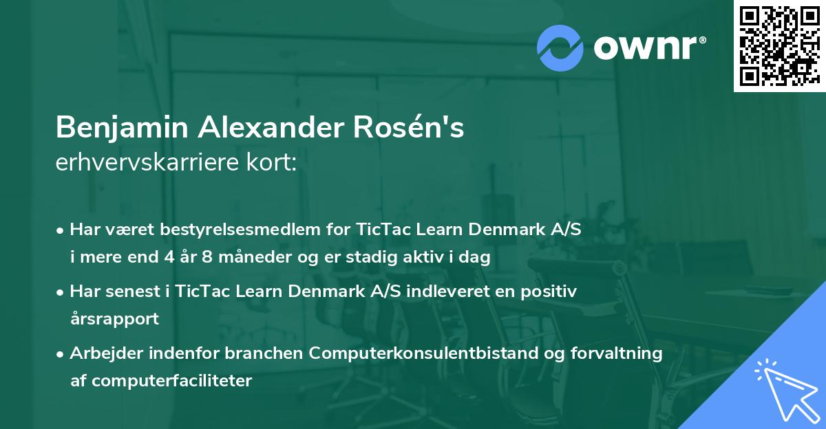 Benjamin Alexander Rosén's erhvervskarriere kort
