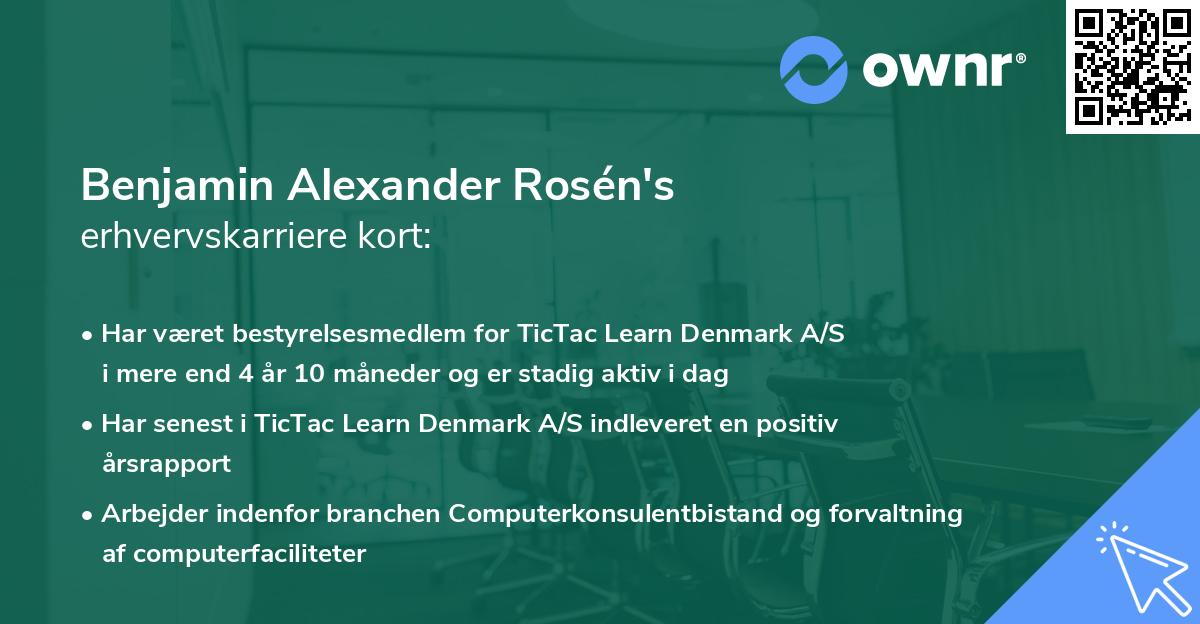 Benjamin Alexander Rosén's erhvervskarriere kort