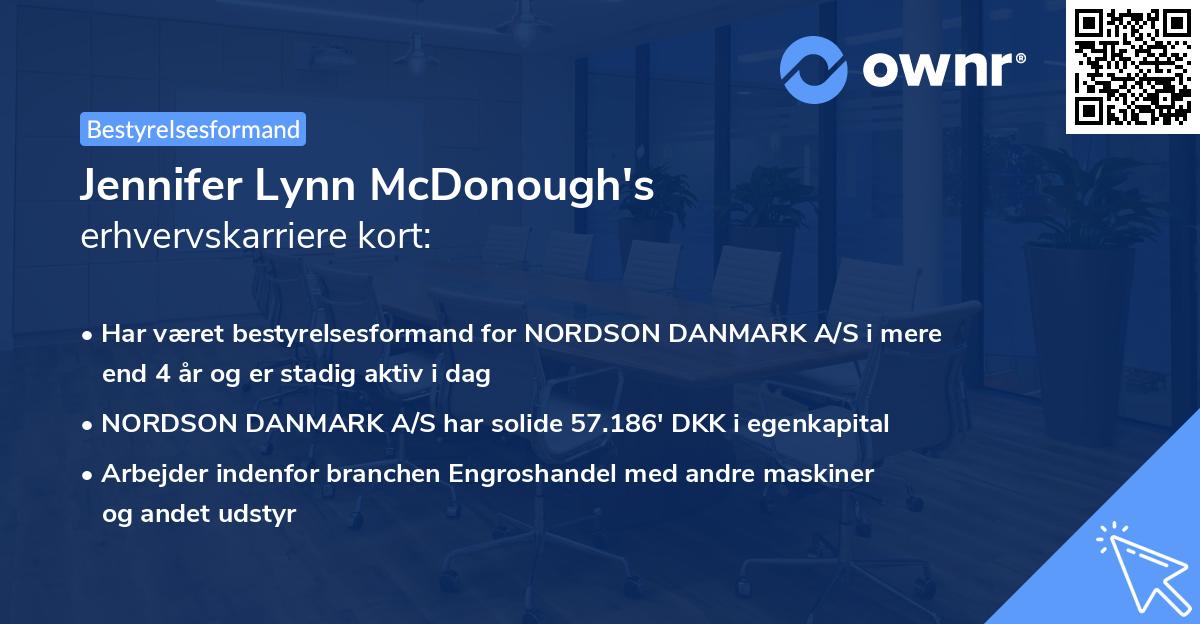 Jennifer Lynn McDonough's erhvervskarriere kort