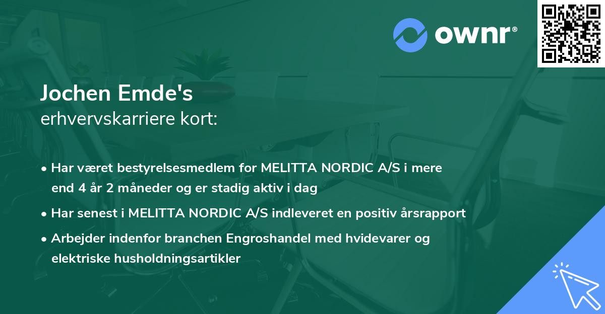 Jochen Emde's erhvervskarriere kort