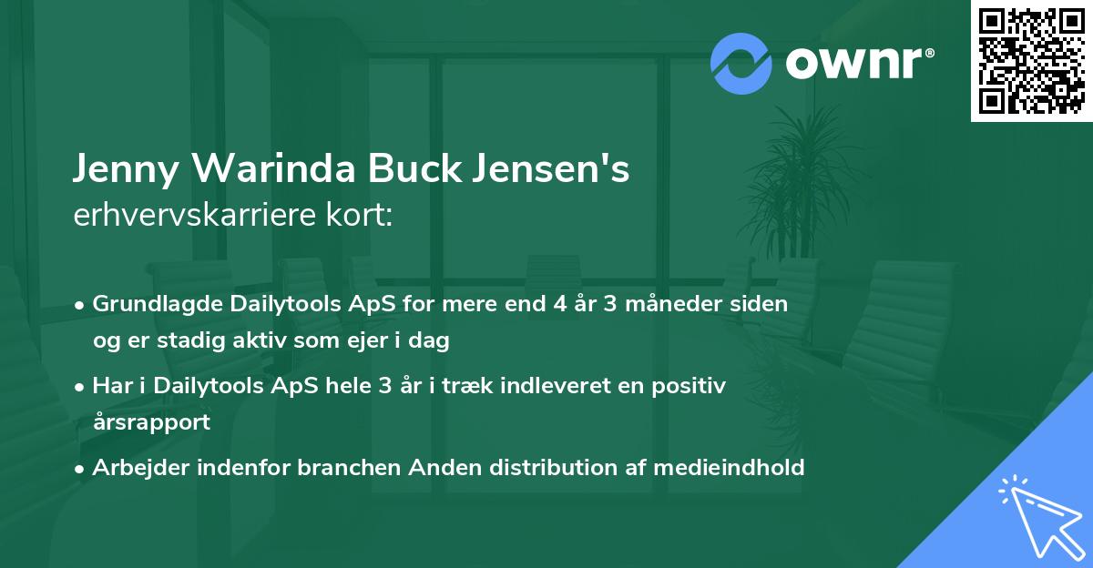Jenny Warinda Buck Jensen's erhvervskarriere kort