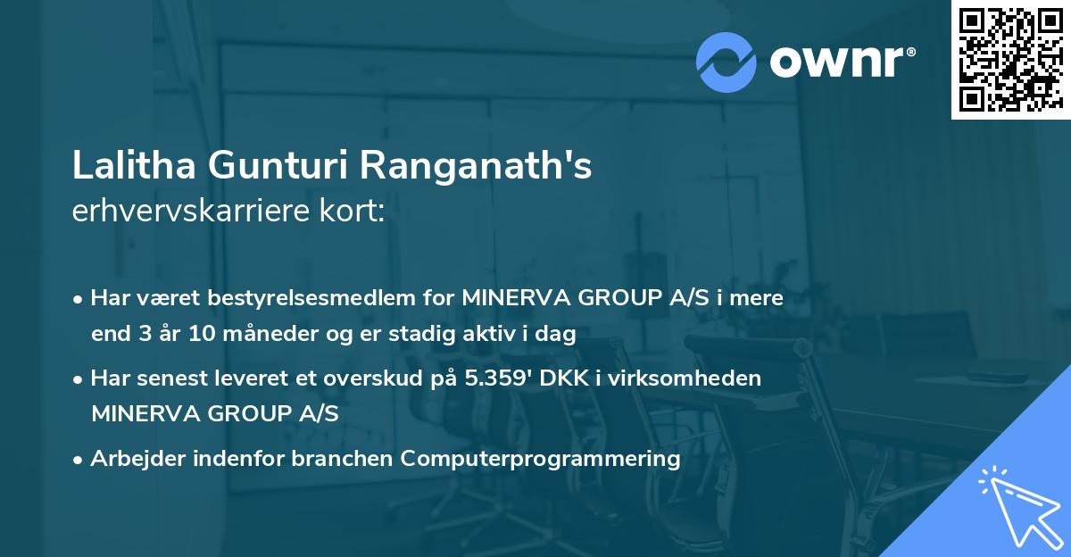 Lalitha Gunturi Ranganath's erhvervskarriere kort