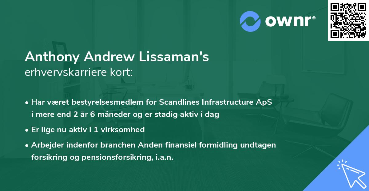 Anthony Andrew Lissaman's erhvervskarriere kort