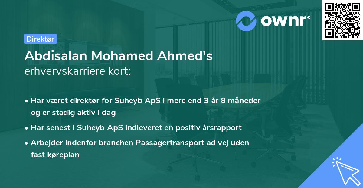 Abdisalan Mohamed Ahmed's erhvervskarriere kort