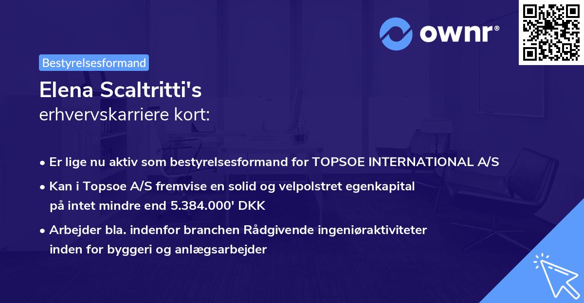 Elena Scaltritti's erhvervskarriere kort