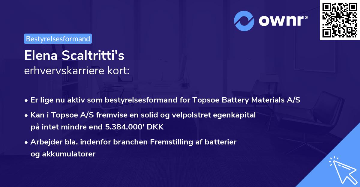 Elena Scaltritti's erhvervskarriere kort