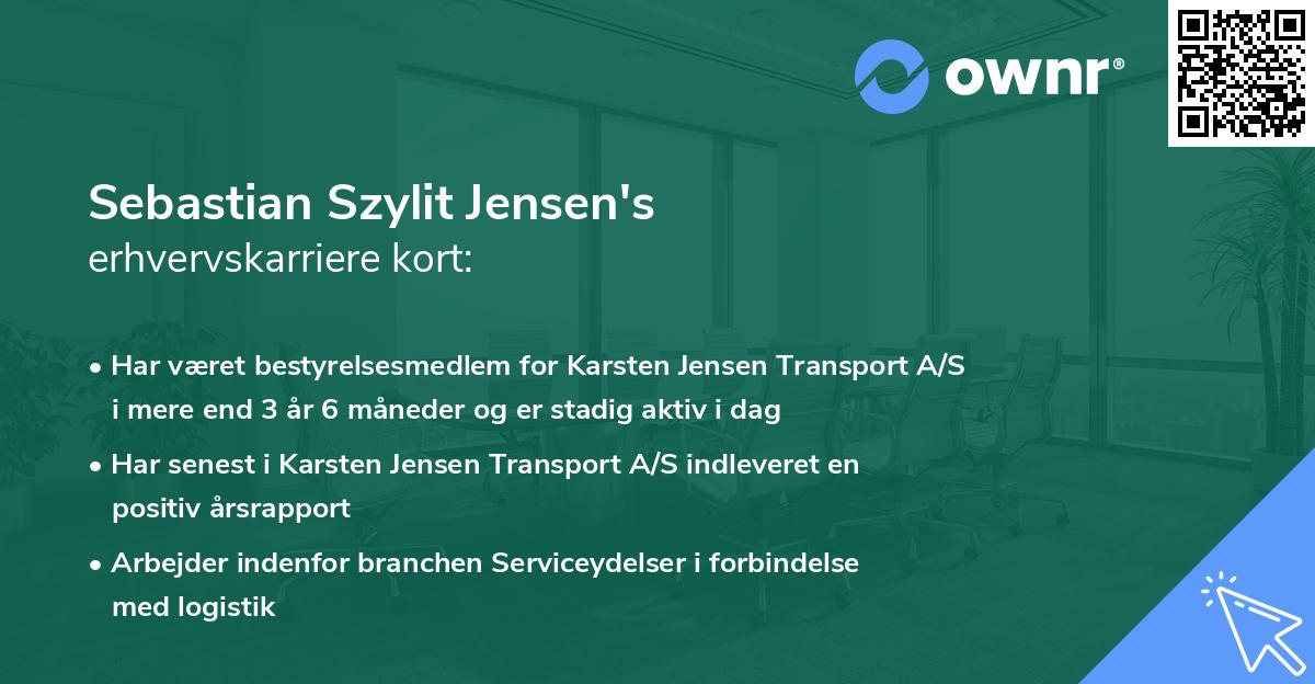 Sebastian Szylit Jensen's erhvervskarriere kort