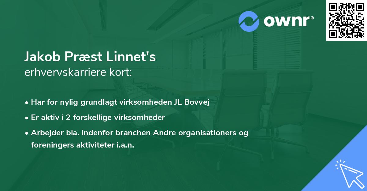 Jakob Præst Linnet's erhvervskarriere kort
