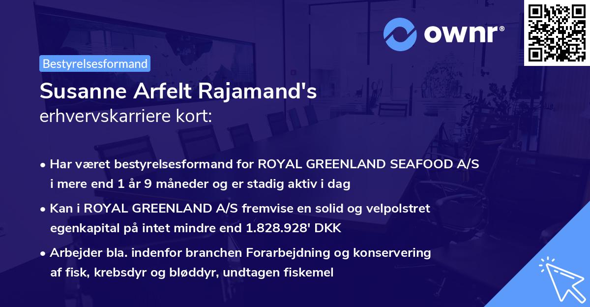 Susanne Arfelt Rajamand's erhvervskarriere kort