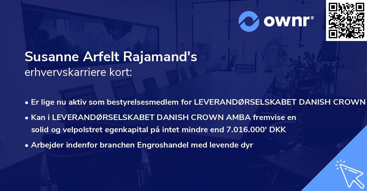Susanne Arfelt Rajamand's erhvervskarriere kort